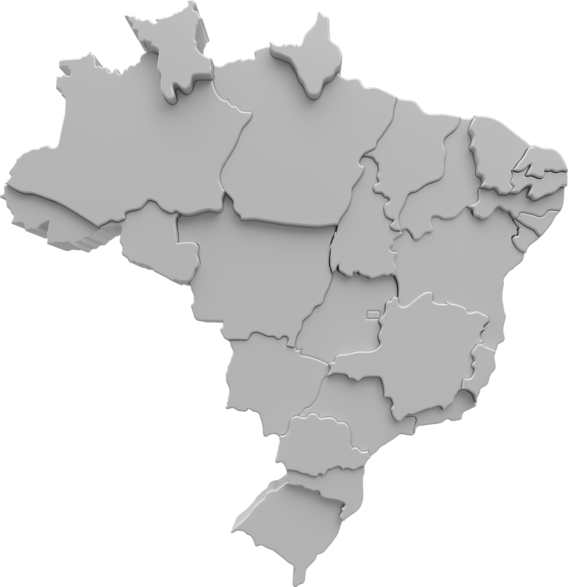 Brazil map with states highlighted in 3d render